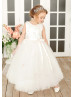 Ivory Lace Tulle 3D Flowers Country Flower Girl Dress